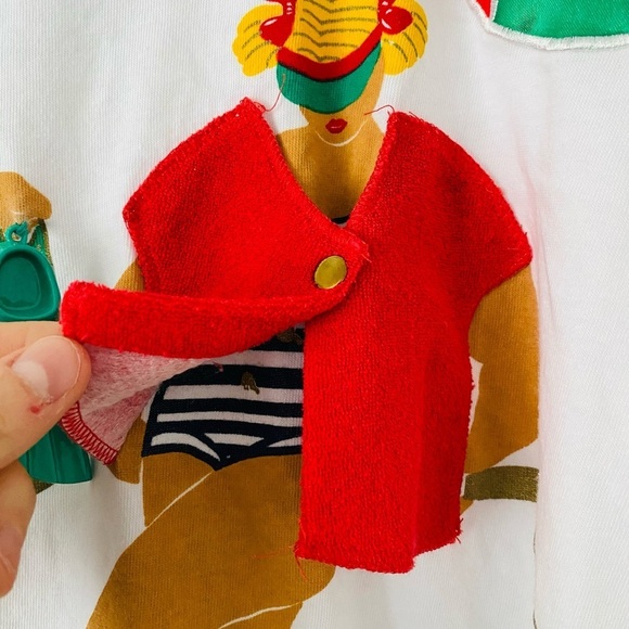 Vintage What's Up Oversized Artsy T-shirt Nautical Themed Size L Women at Beach - Picture 4 of 10